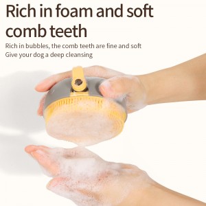 Pet Grooming Bath Brush with Soap Shampoo Dispenser Soft Bristle Massage Bath Brush for Dogs Cats