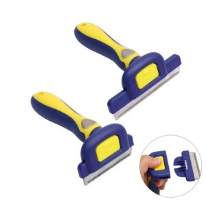 Blue And Yellow Detachable Cat Hair Deshedding Tool
