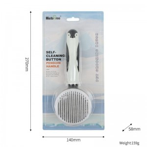 Penguin Handle Self Cleaning Pet Pin Brush