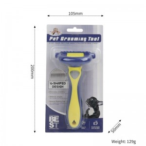 Blue And Yellow Detachable Cat Hair Deshedding Tool