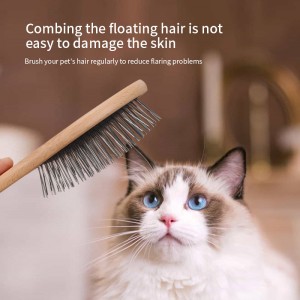 Pet Hair Grooming Tool Stainless Steel Dog Wood Pin Brush