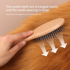 Pet Hair Grooming Tool Stainless Steel Dog Wood Pin Brush