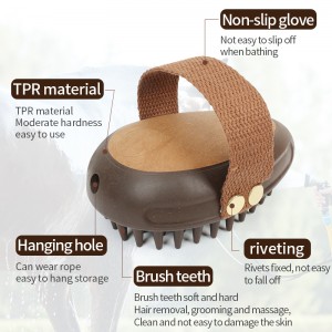 Pet Shampoo Bath Massage Soothing Rubber Brush for Dog and Cat Grooming