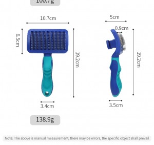 Plastic Handle Self Hair Cleaning Removing Pet Dog Cat Puppy Fur Slicker Grooming Brush