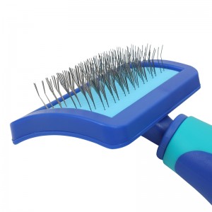 Plastic Handle Self Hair Cleaning Removing Pet Dog Cat Puppy Fur Slicker Grooming Brush