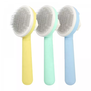 Rubber Handle Self Cleaning Pet Pin Brush na May Malagkit na Beads
