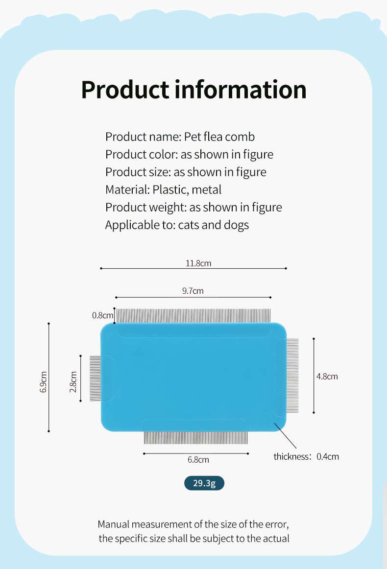 Plastic Stainless Steel Pet Cat Flea Comb Lice Cleaning Brush Combs para sa Mga Aso (3)
