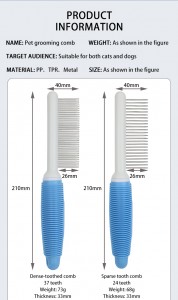 Portable Cute Pet Grooming Combs Cat Stainless Steel Needle Comb