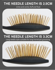 Private Label Wood 25mm 33mm Golden Long Pin Dog Hair Remover Hair Brush Pet Grooming Slicker Brush
