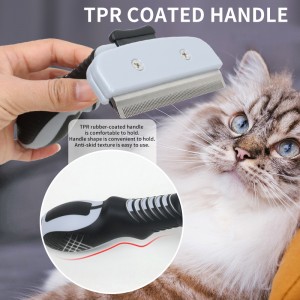 Propesyonal na Pet Comb Undercoat Shedding Rake Brush para sa Dematting Detangling Tangles Matted Fur and Knots