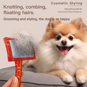 Professional Wooden Dog Slicker Brush Pet Grooming High Quality Ergonomic Handle Long Pin Pet Brush for Dog Cat