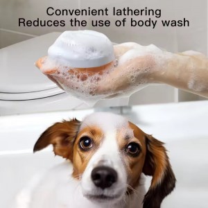 Pumpkin Design Dog Bath Brush Cat Massage Brush Pet Washing Soap Dispenser TPR Shower Brush