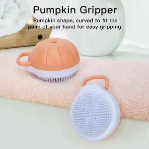 Pumpkin Design Dog Bath Brush Cat Massage Brush Pet Washing Soap Dispenser TPR Shower Brush