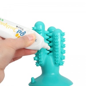 橡膠仙人掌幼犬牙齒清潔狗牙刷咀嚼玩具適用於攻擊性咀嚼器