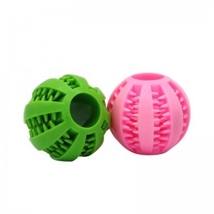 Rubber Interactive Pet Dog Food Treat Dispensing Chew Toy Ball