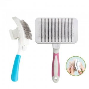 Cepillo de aguja para mascotas con autolimpieza, cepillo para el cuidado del cabello de perros y gatos
