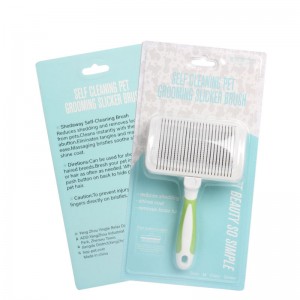 Cepillo de aguja para mascotas con autolimpieza, cepillo para el cuidado del cabello de perros y gatos