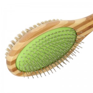 Single Double Sided Bamboo Wooden Pet Bristle Massage Brush