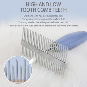 Single and Double Side Comb Grooming with Short and Long Teeth Dematting Knots Tangles for Dogs and Cats Stainless Steel Pin