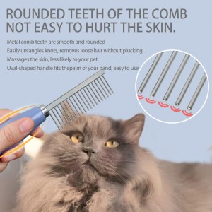 Single and Double Side Comb Grooming with Short and Long Teeth Dematting Knots Tangles for Dogs and Cats Stainless Steel Pin