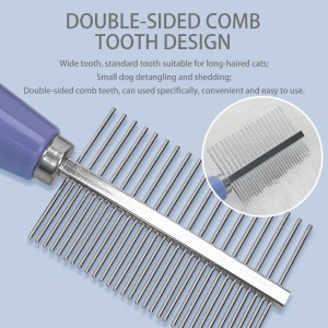 Single and Double Side Comb Grooming with Short and Long Teeth Dematting Knots Tangles for Dogs and Cats Stainless Steel Pin
