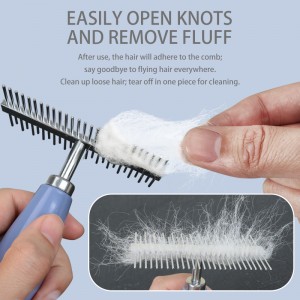 Single and Double Side Comb Grooming with Short and Long Teeth Dematting Knots Tangles for Dogs and Cats Stainless Steel Pin