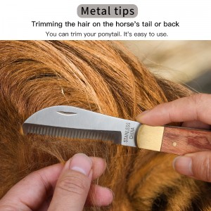 Solid Wooden Handle Mane Folding Thinning Blade Horse Grooming Horse Manes and tails Comb Knife Horse Hair Scissors
