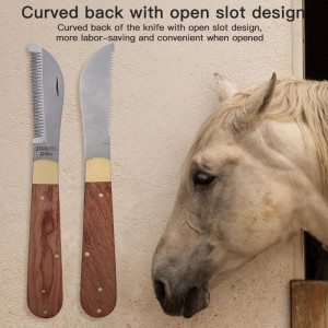 Solid Wooden Handle Mane Folding Thinning Blade Horse Grooming Horse Manes and tails Comb Knife Horse Hair Scissors