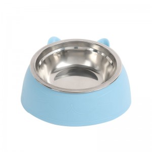 Stainless Steel 30 Degree Tilted Pet Drinking Bowl Elevated Cat Food Bowl