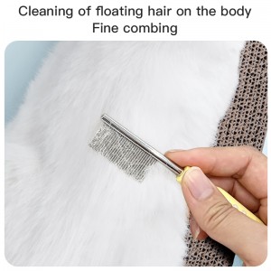 Stainless Steel Dog Face Comb with Wooden Handle for Pet Hair Remover & Knot Opening Massage Cat Comb for Grooming