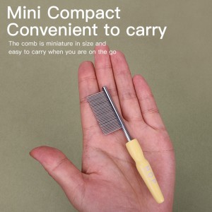 Stainless Steel Dog Face Comb with Wooden Handle for Pet Hair Remover & Knot Opening Massage Cat Comb for Grooming