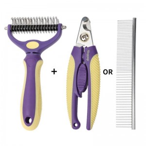 Pet Dematting Grooming Comb With Pet Nail Clipper Or Stainless Steel Pet Comb