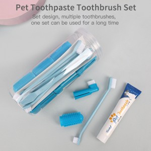 TPR Dog Finger Toothbrush Set Pet Dog Multi Sided Soft Bristled Toothbrush Toothpaste Sets