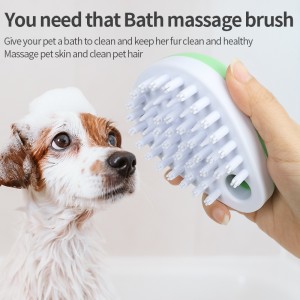 Dog Shampoo Brush Scrubber Pet Washing Comb Dog Bath Brush With Soap Dispenser TPR Massage Grooming Shower Brush