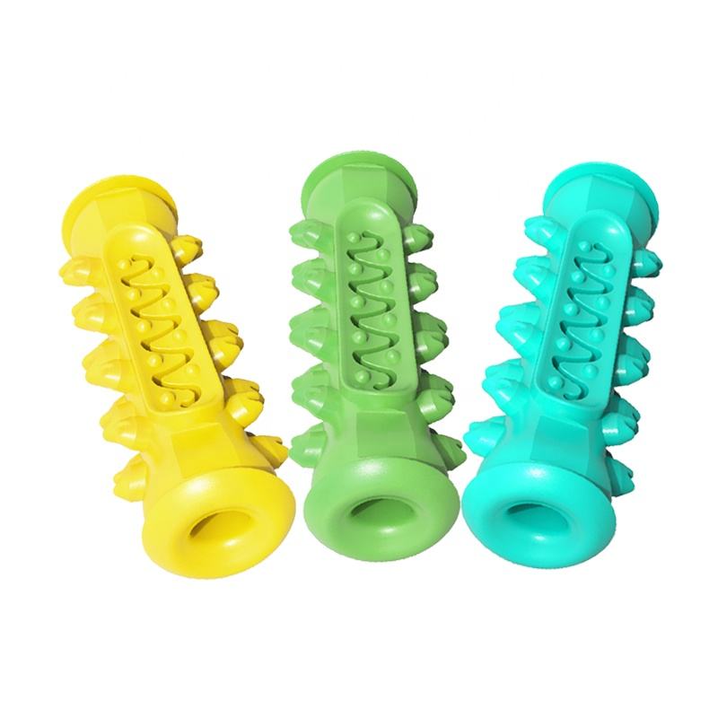 Juguete para masticar con cepillo de dientes para actividad de perro mascota de goma para limpieza de dientes