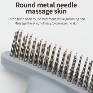 Thick Stainless Steel Teeth Double Lines Dogs Brush Pets Grooming Shedding Rake Comb With Soft Handle