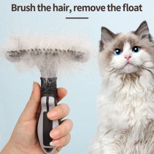 Thick Stainless Steel Teeth Double Lines Dogs Brush Pets Grooming Shedding Rake Comb With Soft Handle