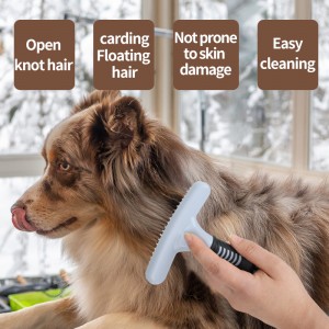 Thick Stainless Steel Teeth Double Lines Dogs Brush Pets Grooming Shedding Rake Comb With Soft Handle