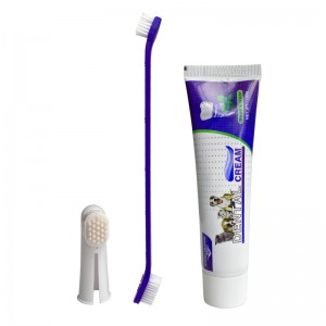 Factory Wholesale Blister Card Packaging 4 in 1 Cat Dental Care Kit Pet Fingerbrush Toothpaste Dog Toothbrush