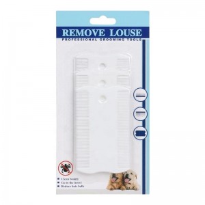 Ensemble de peigne anti-puces à double rangée pour animaux de compagnie blanc 3 en 1