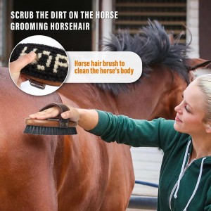 Factory Wholesale Custom Logo Horse Care Products Dog Wooden Horse Body Cleaning Brush Horse Grooming Brush