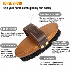 Factory Wholesale Custom Logo Horse Care Products Dog Wooden Horse Body Cleaning Brush Horse Grooming Brush