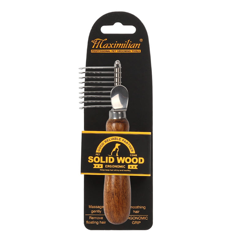 Wood Pet Open Knot Hair Comb Cat Dog Grooming Rake Comb