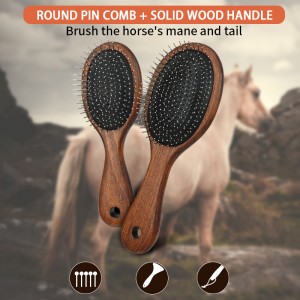 Wooden Hanging Horse Mane and Tail Brush Pet Grooming Brush