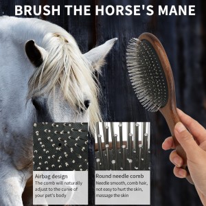 Wooden Hanging Horse Mane and Tail Brush Pet Grooming Brush