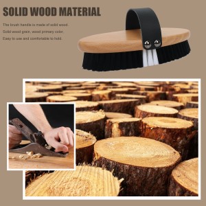 Wooden Soft Goat Hair Brush Horse Tail Mane Comb Horse Racing Care Comb Brush for Horse