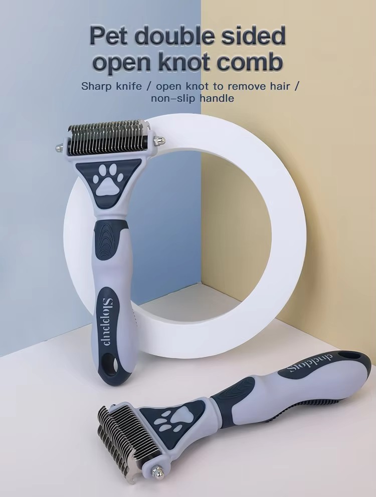 Factory Wholesale Custom Logo Double Sided Cat Hair Remover Comb Dog Dematting Comb Pet Grooming Comb