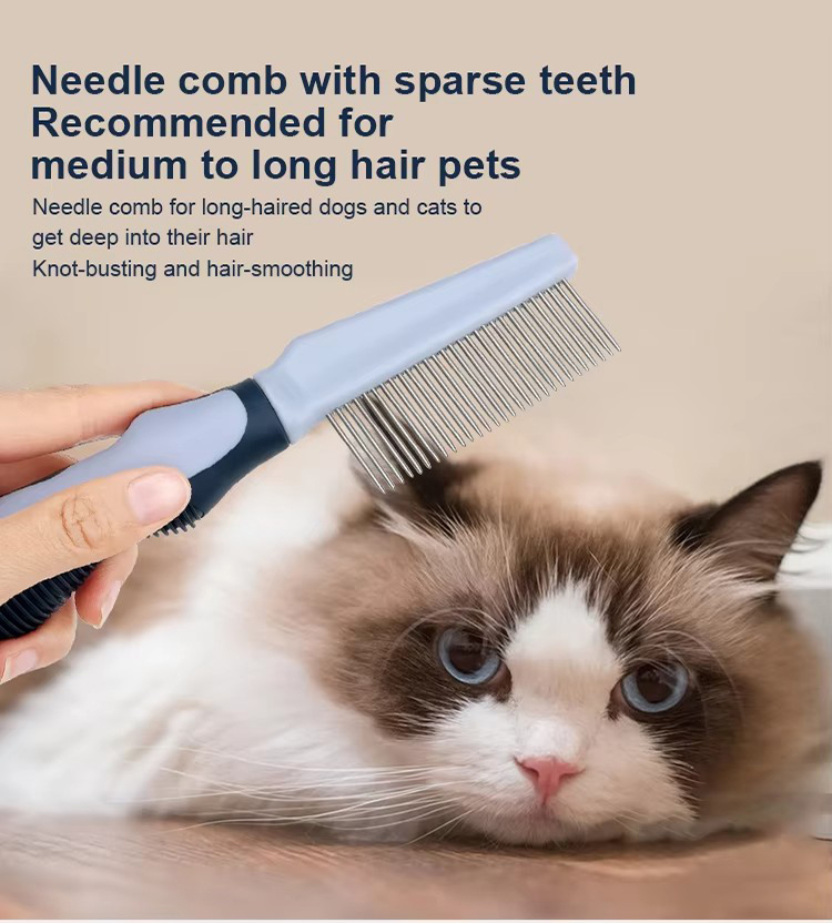 Factory Wholesale Custom Logo Pet Lice Hair Comb Dog Cat Flea Grooming Comb Metal Pin Comb