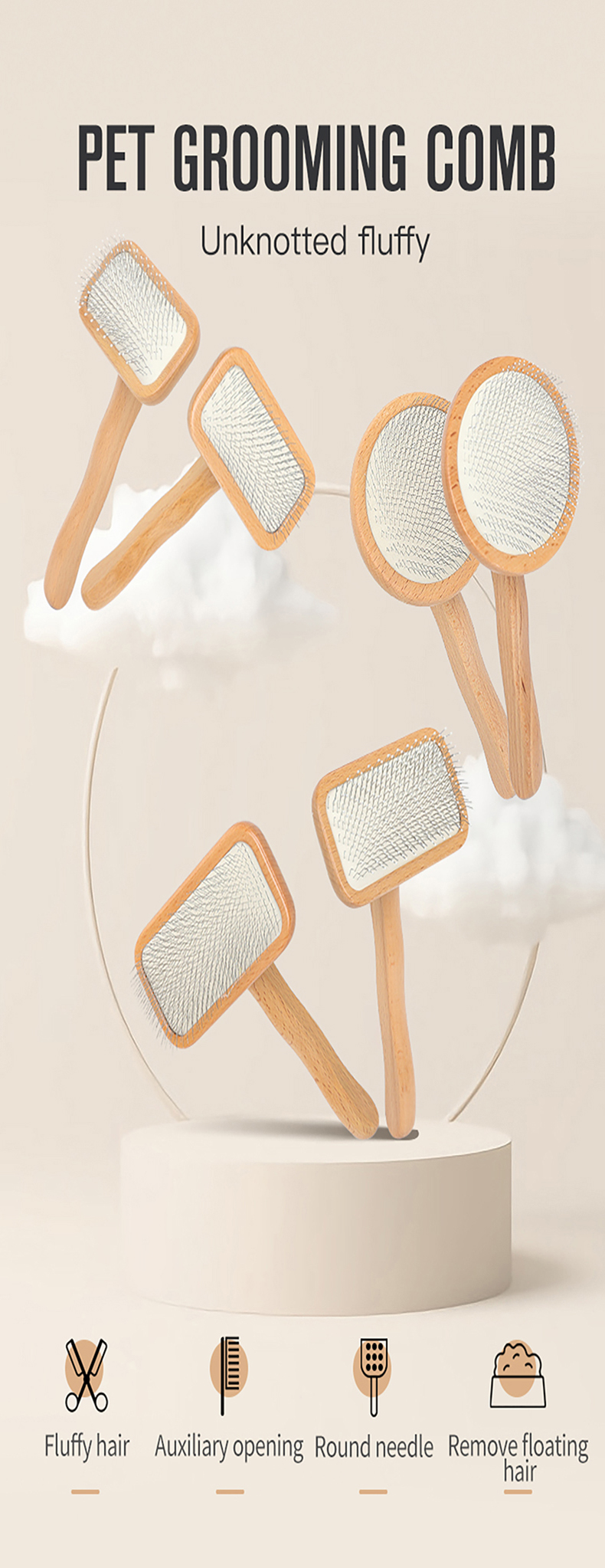 Wood Pet Pin Brush