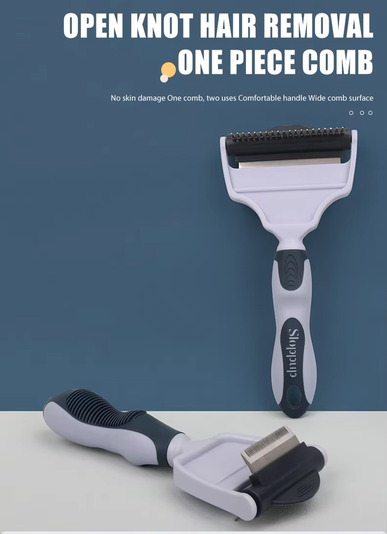 Factory Wholesale Custom Logo Two Rows Teeth Cat Hair Cleaning Dog Rake Comb Pet Grooming Products